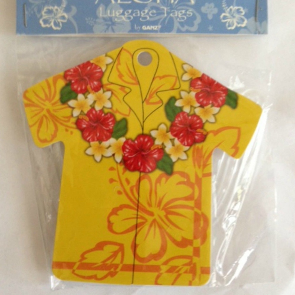 Hawaiian Shirt Luggage Baggage Tag Yellow Aloha